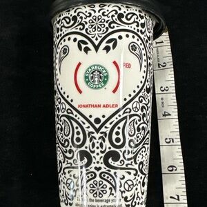 Starbucks Jonathan Adler Black and White Heart Design Tumbler